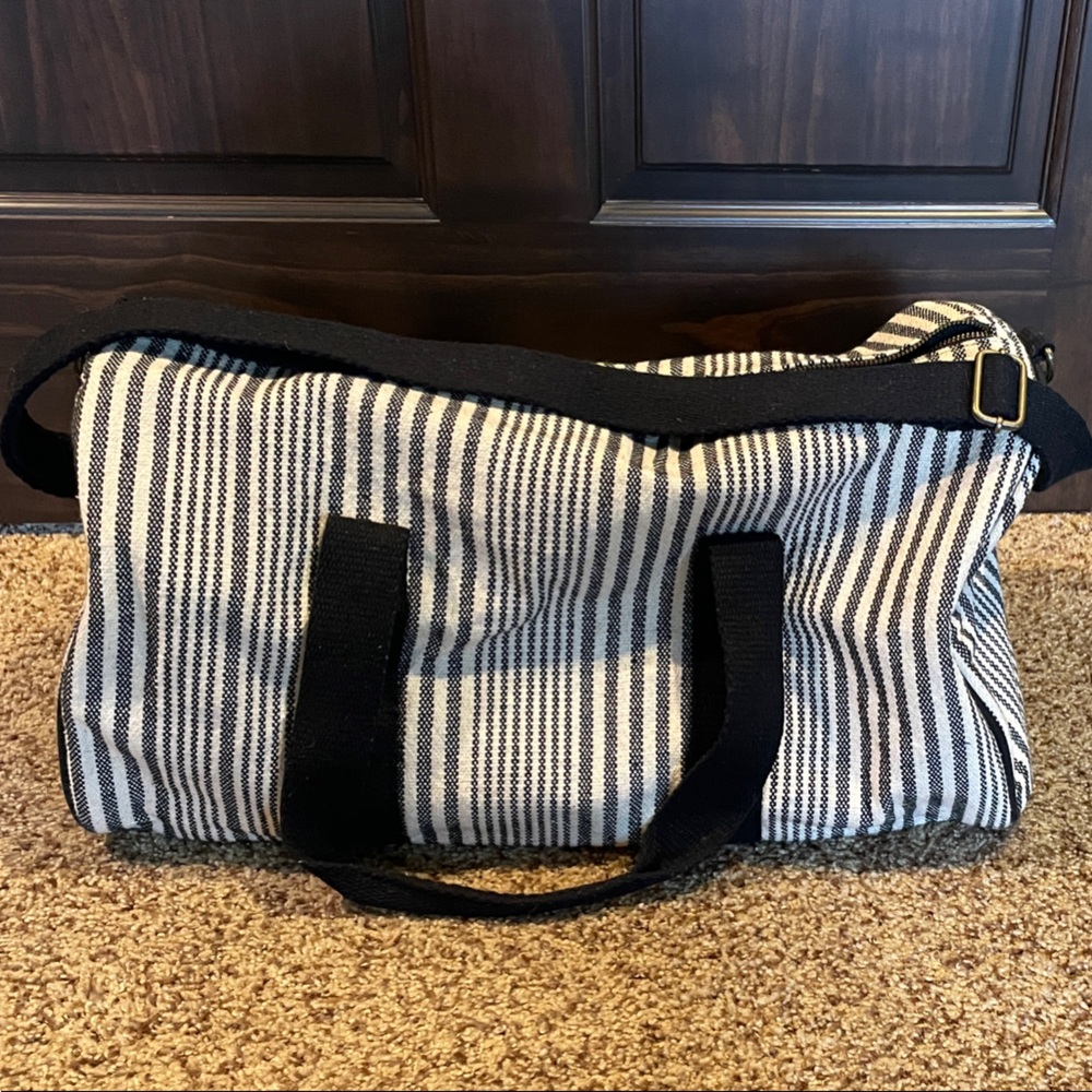 Universal Thread Black and White Striped Canvas Weekender Bag